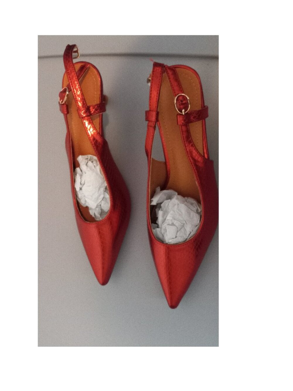 red snakeskin pointed toe singback kitten heels women shoes Shein Size 7 NEW